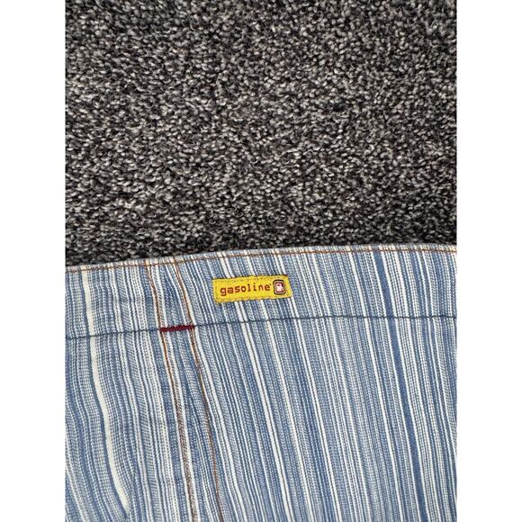 Vintage Gasoline Y2K Low Rise Striped Flare Jeans Denim Pants Boho Rave Size 11 - Picture 8 of 12